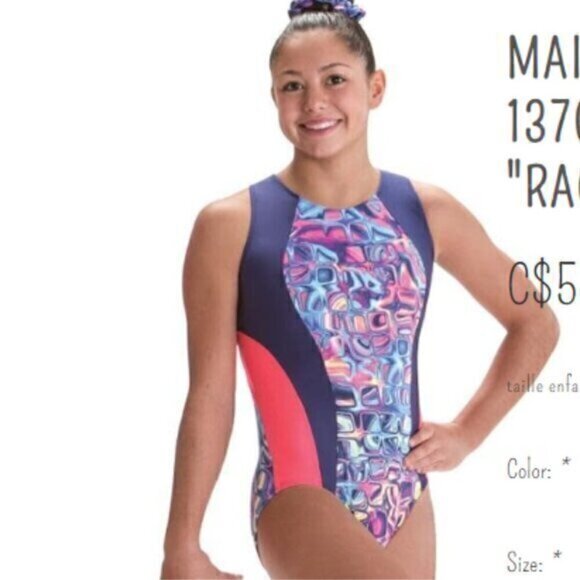 Motionwear leotard womens petite Blue colorful one piece dance gymnastics cheer - Picture 1 of 9